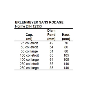 ERLENMEYER 250ML COL LARGE