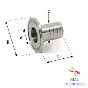 Ferrule clamp cannelée Diam. Int. 7mm + Clamp 50,5mm